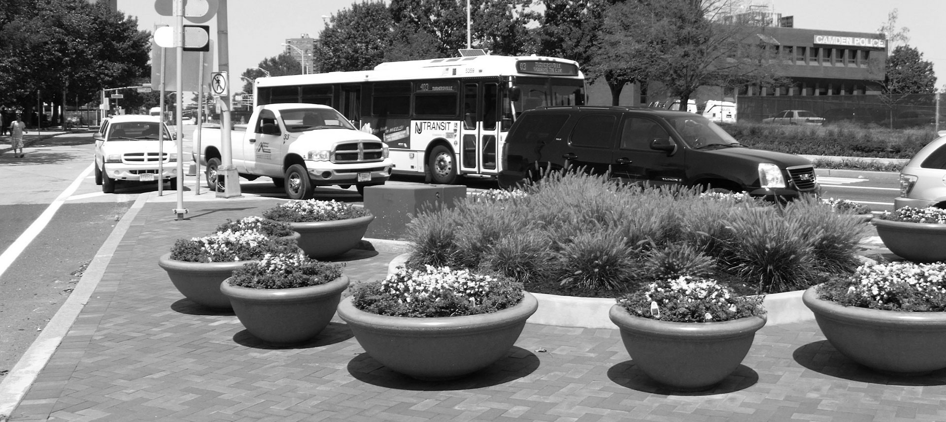 garden section of a township next to main road